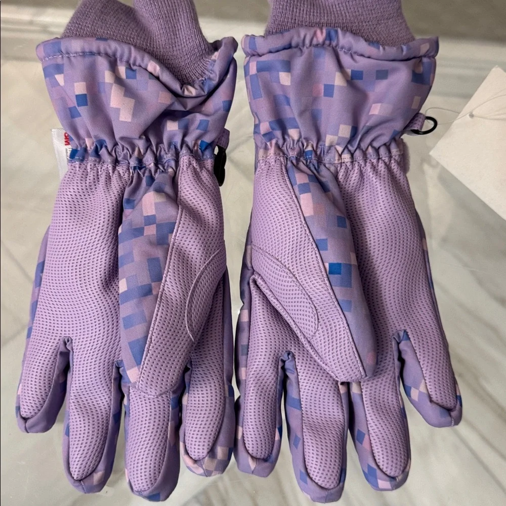 N'ICE CAPS Girls Purple/Pink Square Camo Print Winter Gloves NWT